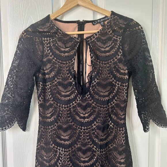 For Love & Lemons Rosalita Dress SZXS Black Lace Mesh Keyhole Cocktail Women - Picture 4 of 8